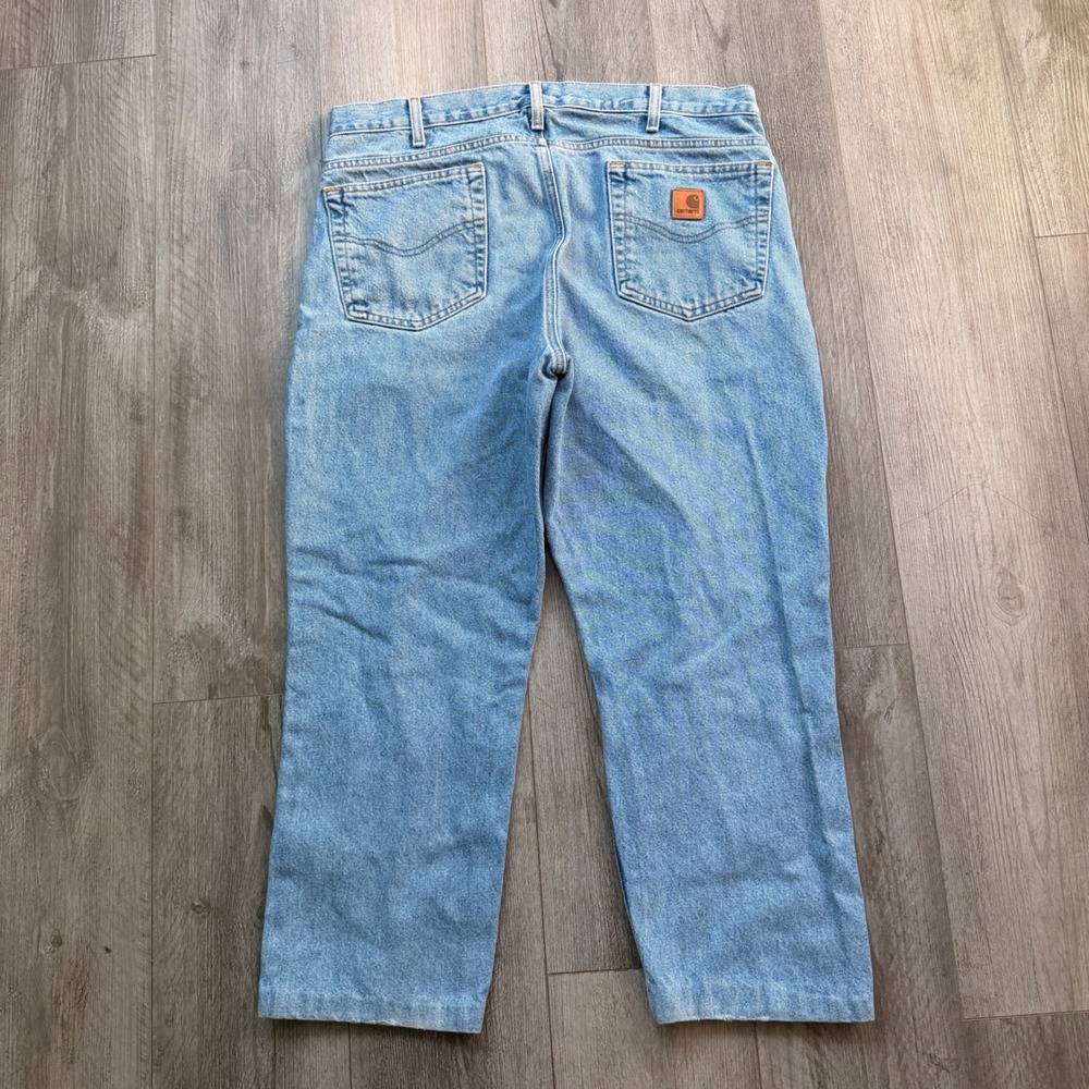 Carhartt Mens 36x30 Light Wash Jeans Traditional Fit B18 Rehemmed Work Denim